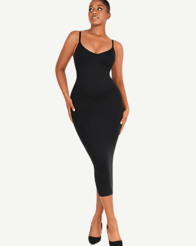 Wholesale Seamless Spaghetti Strap V-neck Maxi Shaper Dress