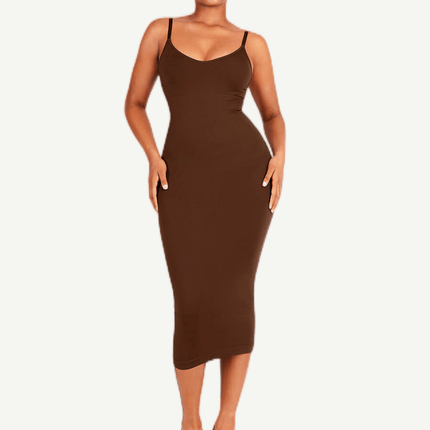 Wholesale Seamless Spaghetti Strap V-neck Maxi Shaper Dress