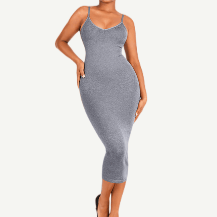 Wholesale Seamless Spaghetti Strap V-neck Maxi Shaper Dress