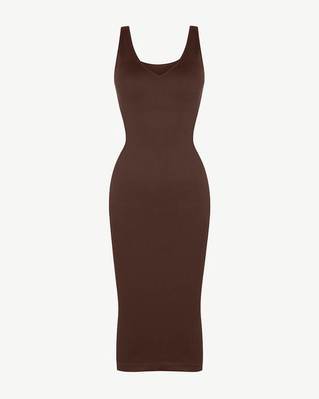 Wholesale Seamless Deep V-neck Waist Trimming Shaping Dress with Removable Pads