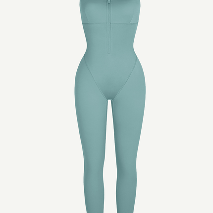 Wholesale Fashion Zipper Front Slit Sports Sauna Jumpsuit