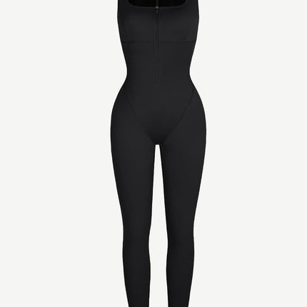 Wholesale Fashion Zipper Front Slit Sports Sauna Jumpsuit