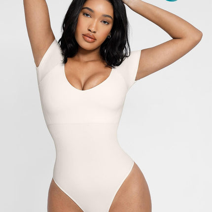 Wholesale ??Eco-friendly Square Collar High Elastic Knit Seamless Shapewear Bodysuit