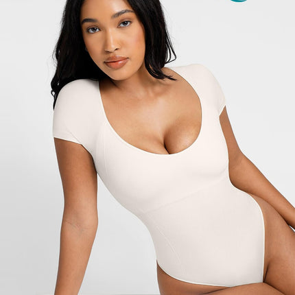Wholesale ??Eco-friendly Square Collar High Elastic Knit Seamless Shapewear Bodysuit