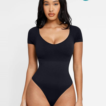 Wholesale ??Eco-friendly Square Collar High Elastic Knit Seamless Shapewear Bodysuit
