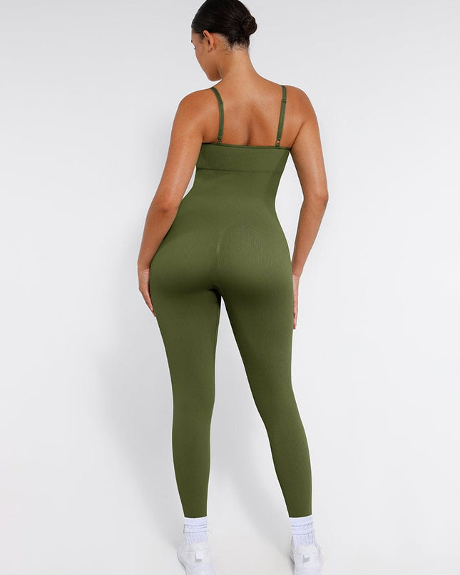 High Stretchy Seamless Sling Tummy Control Jumpsuit Removable cup pads