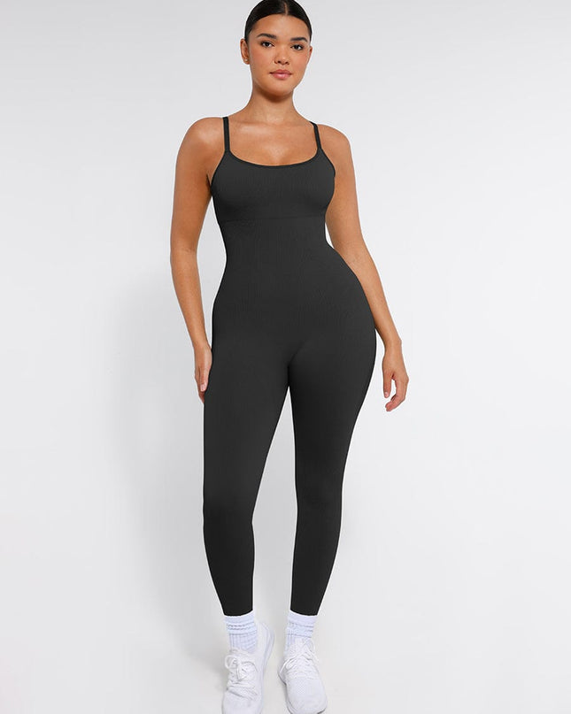 High Stretchy Seamless Sling Tummy Control Jumpsuit Removable cup pads