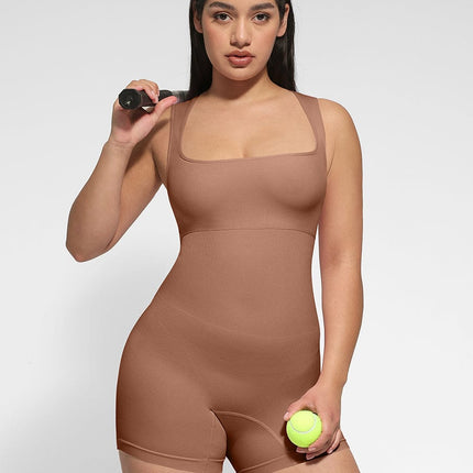 Body Hub ?? Eco-friendly Seamless Square Neck Waist and Belly Shaping Jumpsuit