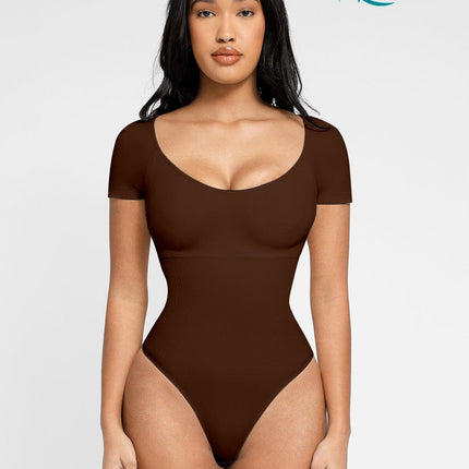 Body Hub Square Neck Thong Jumpsuit – Fan-Thread Abdomen Control & Snap Crotch