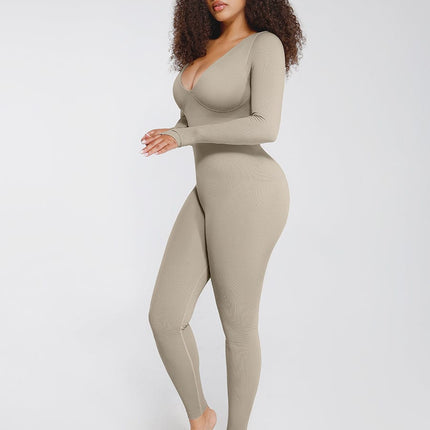 Wholesale Seamless Deep V Tummy Control Waist Cinching Catsuit