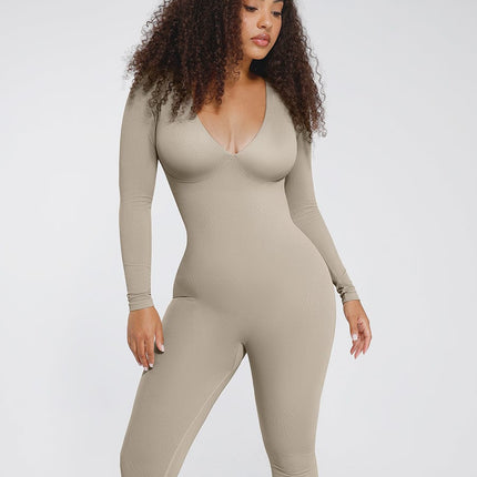 Wholesale Seamless Deep V Tummy Control Waist Cinching Catsuit