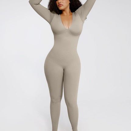 Wholesale Seamless Deep V Tummy Control Waist Cinching Catsuit