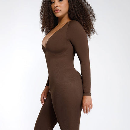 Wholesale Seamless Deep V Tummy Control Waist Cinching Catsuit