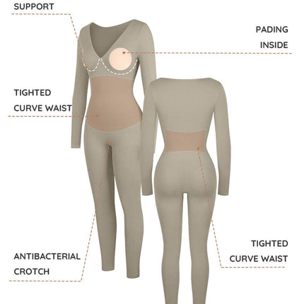 Wholesale Seamless Deep V Tummy Control Waist Cinching Catsuit