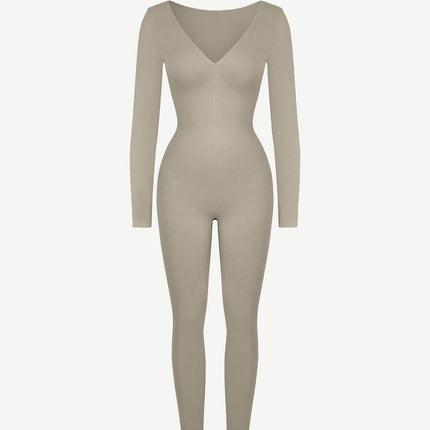 Wholesale Seamless Deep V Tummy Control Waist Cinching Catsuit