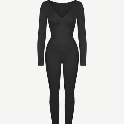 Wholesale Seamless Deep V Tummy Control Waist Cinching Catsuit