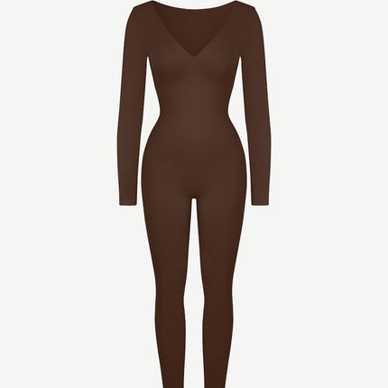Wholesale Seamless Deep V Tummy Control Waist Cinching Catsuit