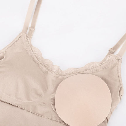 Seamless lace Cami Waist Abdomen Shaping Thong Bodysuit