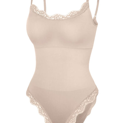 Seamless lace Cami Waist Abdomen Shaping Thong Bodysuit