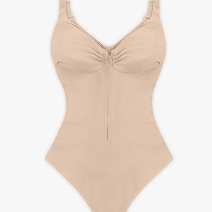Seamless Plunge Chest Support Bodysuit with Clips Inside