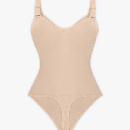 Seamless Plunge Chest Support Bodysuit with Clips Inside