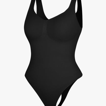 Seamless Bust Support Waist and Abdomen Control Thong Bodysuit
