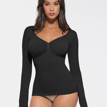 Wholesale Seamless Diamond Neck Bust Support Waist and Tummy Control Shaping Top.