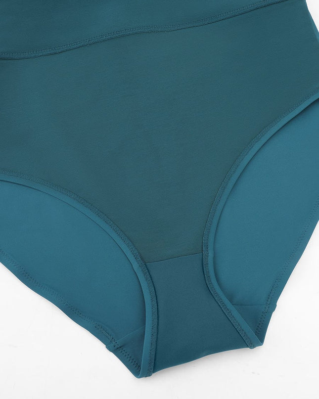 Wholesale Deep V Ruched Shaping Mesh One Piece Swimsuit with Removable Pads.