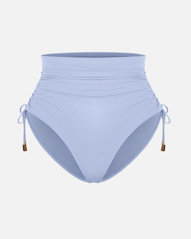 Deep V Metal Ring Drawstring Tummy Control Swimsuit with Removable Pads