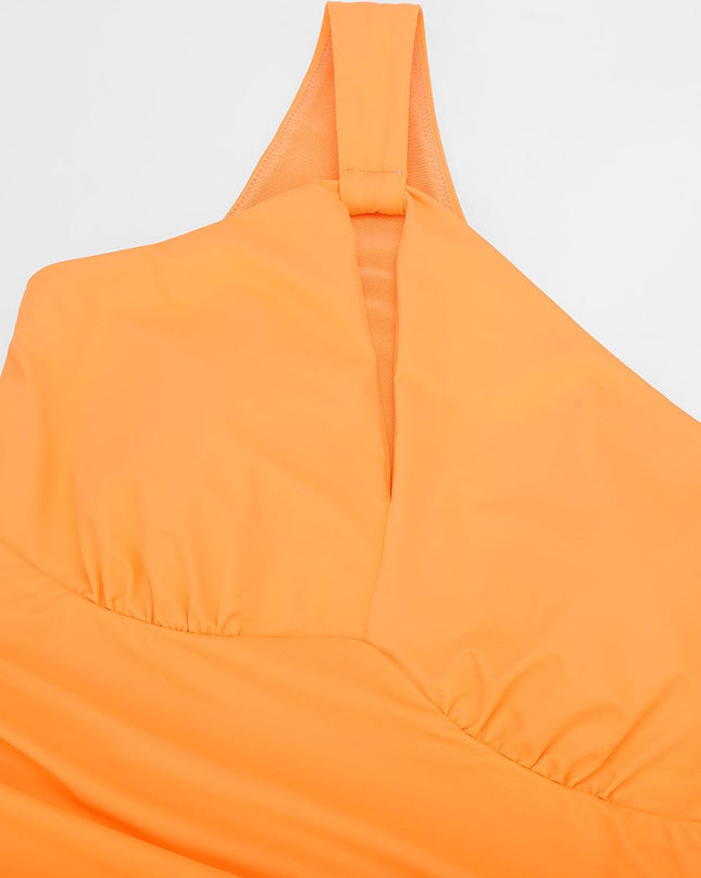 One Shoulder One Piece Ruched Support Chest Swimwear