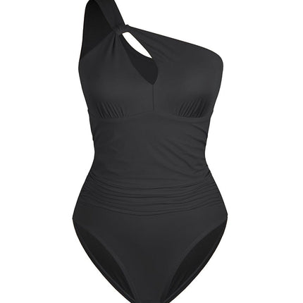 One Shoulder One Piece Ruched Support Chest Swimwear