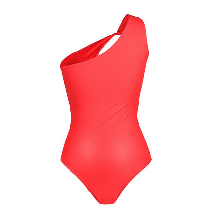 One Shoulder One Piece Ruched Support Chest Swimwear