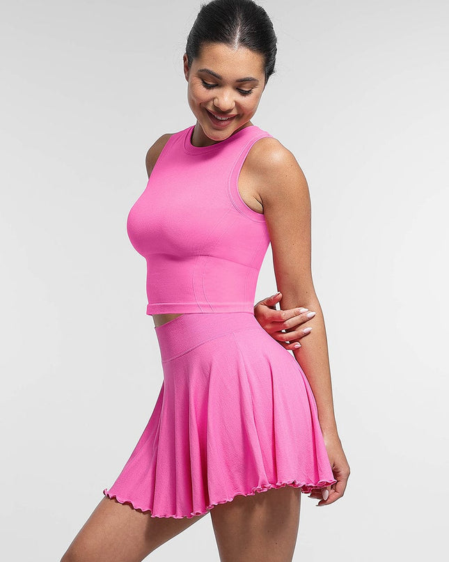 Wholesale Supportive Seamless Sports Top with Built-in Bra & Removable Cups.