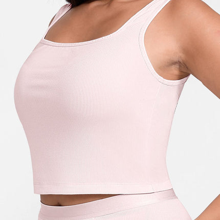 Wholesale Rayon Ribbed Wide Strap Scoop Neck Tank Top Breathable.