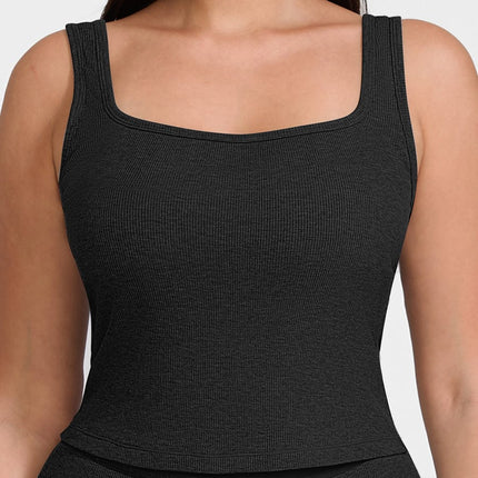 Wholesale Rayon Ribbed Wide Strap Scoop Neck Tank Top Breathable.