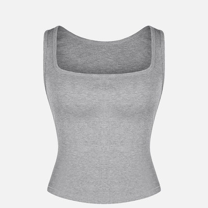 Wholesale Rayon Ribbed Wide Strap Scoop Neck Tank Top Breathable.