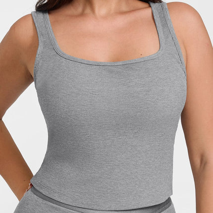 Wholesale Rayon Ribbed Wide Strap Scoop Neck Tank Top Breathable.