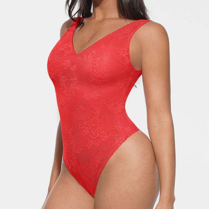 Wholesale Seamless Sexy Deep V-Neck Lace Shaping Thong Bodysuit.