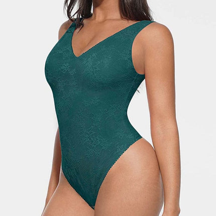 Wholesale Seamless Sexy Deep V-Neck Lace Shaping Thong Bodysuit.