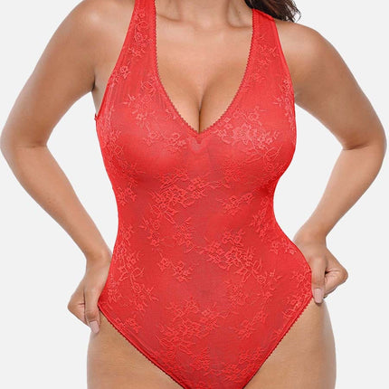 Wholesale Seamless Sexy Deep V-Neck Lace Shaping Thong Bodysuit.