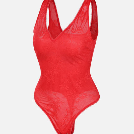 Wholesale Seamless Sexy Deep V-Neck Lace Shaping Thong Bodysuit.