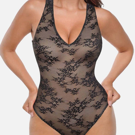 Wholesale Seamless Sexy Deep V-Neck Lace Shaping Thong Bodysuit.