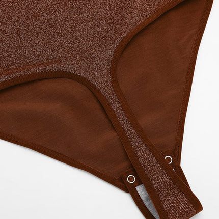 Wholesale Shiny Draped Neck All In One Shapewear Bodysuit with Built In Bra and Thong Snap Crotch.