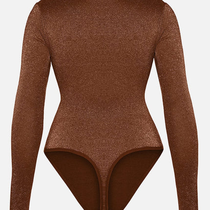 Wholesale Shiny Draped Neck All In One Shapewear Bodysuit with Built In Bra and Thong Snap Crotch.