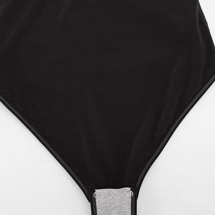 Wholesale Sexy V-neck Overlapping pleated Waist and Tummy Control Antibacterial Crotch Bodysuit.