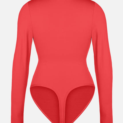 Wholesale Sexy V-neck Overlapping pleated Waist and Tummy Control Antibacterial Crotch Bodysuit.