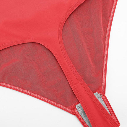 Wholesale Sexy V-neck Overlapping pleated Waist and Tummy Control Antibacterial Crotch Bodysuit.