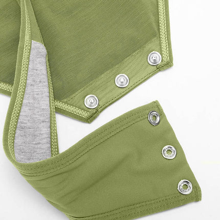 Wholesale Sexy V-neck Overlapping pleated Waist and Tummy Control Antibacterial Crotch Bodysuit.