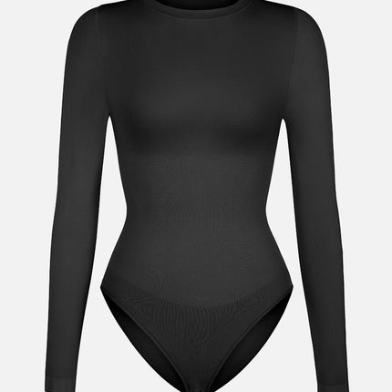 Wholesale Seamless Crew Neck Long Sleeve Tummy Control Snap Crotch Briefs Bodysuit.