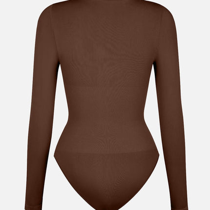 Wholesale Seamless Crew Neck Long Sleeve Tummy Control Snap Crotch Briefs Bodysuit.